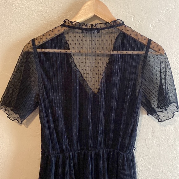 Zara Women’s Black Polka Dot Lace Sheer Dress Size XS - Picture 5 of 9